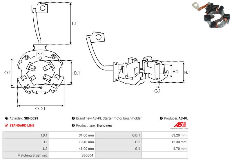 AS-PL SBH0029 Holder, carbon brushes