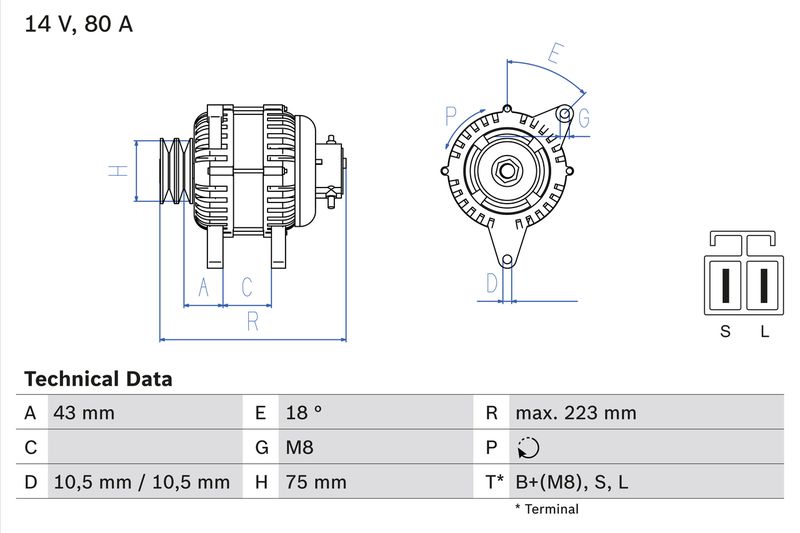 BOSCH Dynamo / Alternator 0 986 045 601