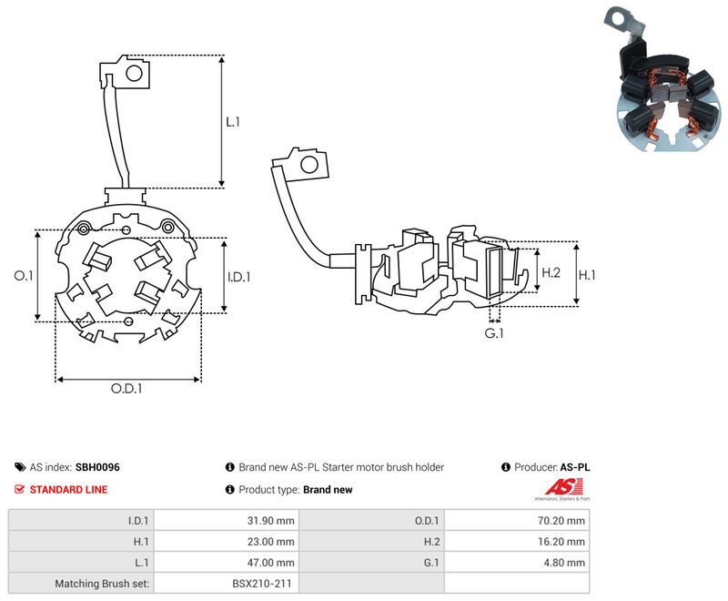 AS-PL SBH0096 Holder, carbon brushes