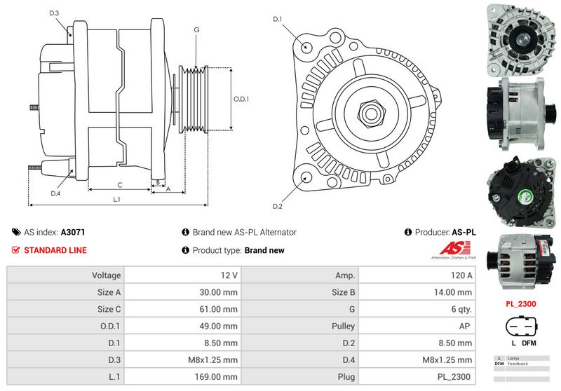 AS-PL A3071 Alternator