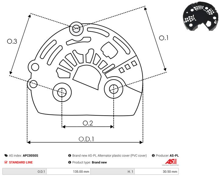 AS-PL APC0050S Protective Cap, alternator