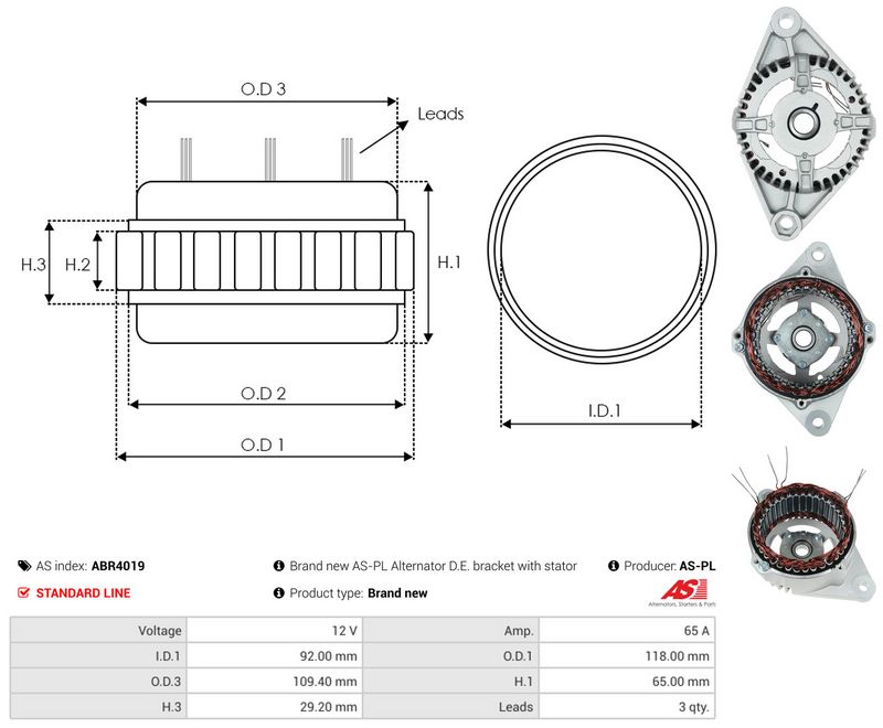AS-PL ABR4019 Stator, alternator