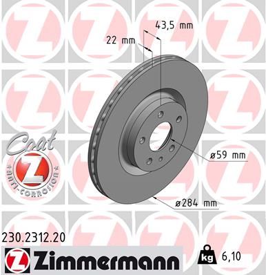 Гальмівний диск, Zimmermann 230.2312.20