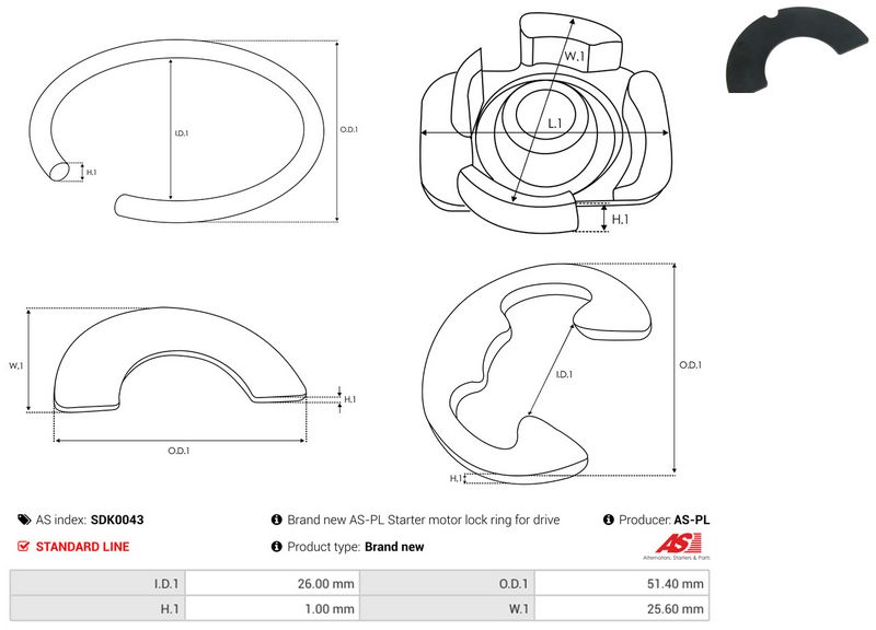 AS-PL SDK0043 Repair Kit, starter