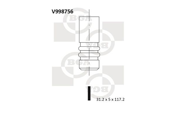 Впускний клапан, 31,2мм, 5мм, 45°, AVEO/ASTRA/VECTRA 1.6 94-14, Bg Automotive V998756