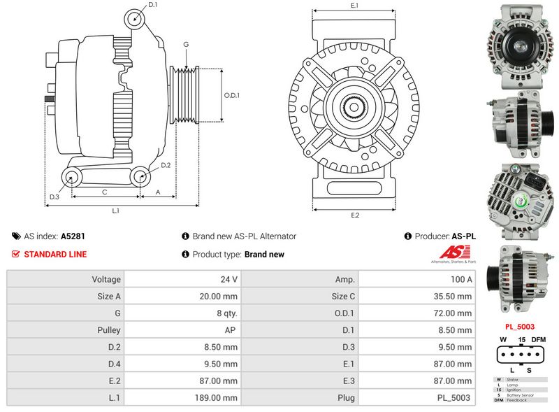AS-PL A5281 Alternator