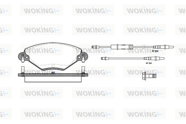 Комплект гальмівних накладок, дискове гальмо, Woking P928304