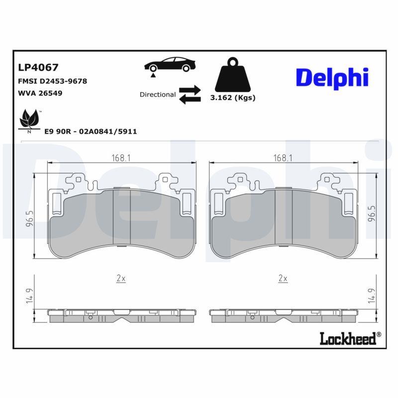 Piduriklotsi komplekt, ketaspidur, DELPHI LP4067