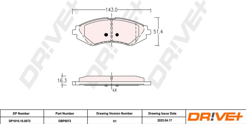 Set placute frana,frana disc DP1010.10.0072 Dr!ve+