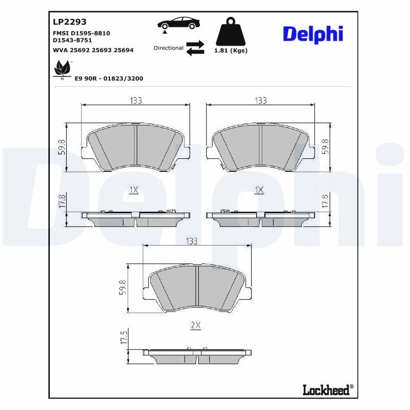 Piduriklotsi komplekt, ketaspidur, DELPHI LP2293