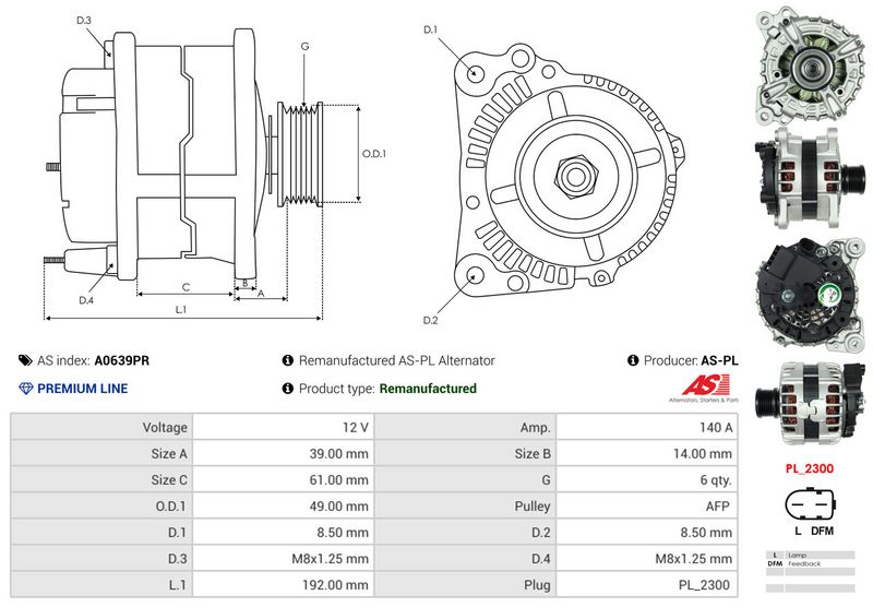 AS-PL A0639PR Alternator