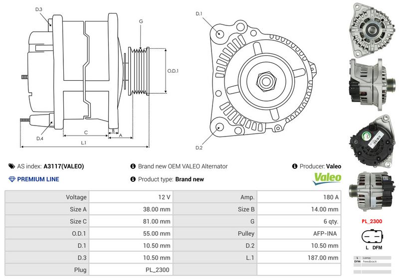 AS-PL A3117(VALEO) Alternator