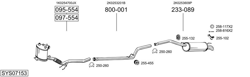 BOSAL kipufogórendszer SYS07153