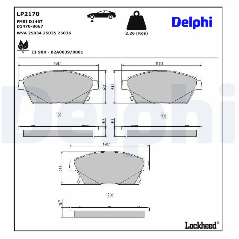 Piduriklotsi komplekt, ketaspidur, DELPHI LP2170