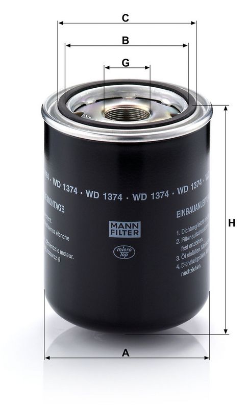 MANN-FILTER WD1374 Hydraulic Filter, automatic transmission