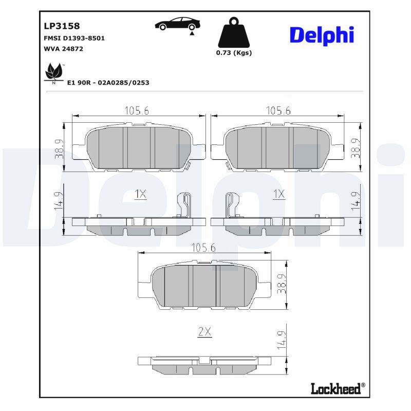 Piduriklotsi komplekt, ketaspidur, DELPHI LP3158