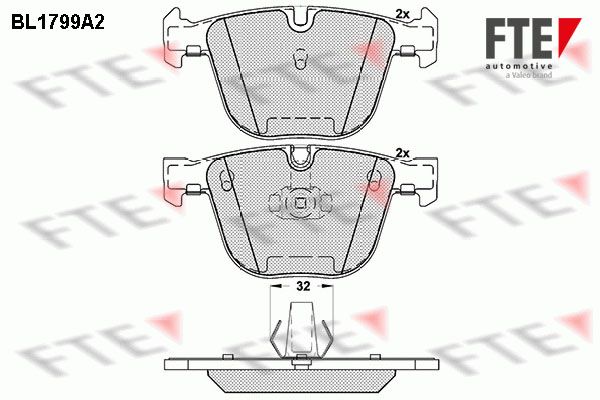 Комплект гальмівних накладок, дискове гальмо, Fte BL1799A2