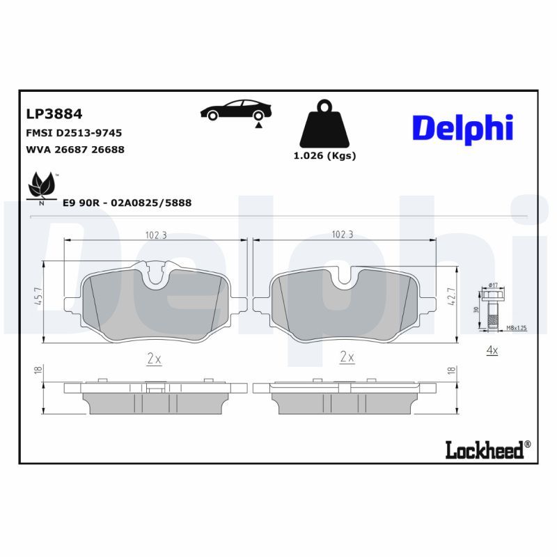 DELPHI LP3884 Brake Pad Set, disc brake