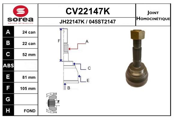 EAI csuklókészlet, hajtótengely CV22147K