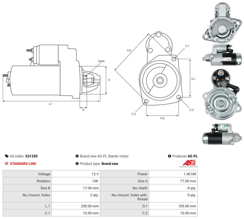 Starter, AS-PL S3133S