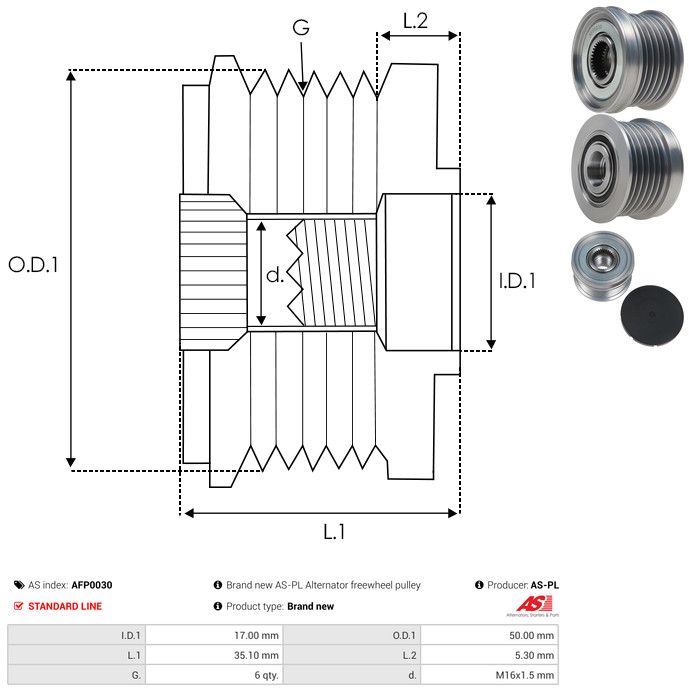 AS-PL AFP0030 Alternator Freewheel Clutch