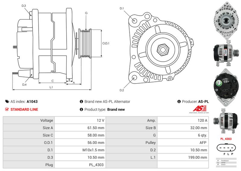 AS-PL A1043 Alternator