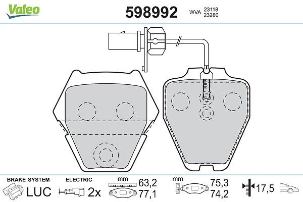 комплект спирачно феродо, дискови спирачки VALEO