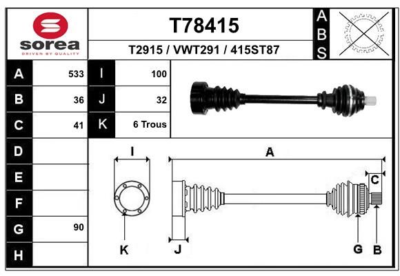 EAI hajtótengely T78415