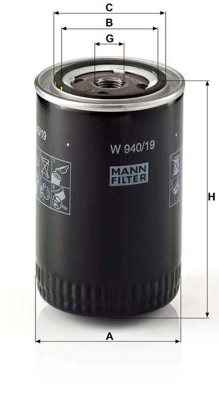 Filtru ulei W 940/19 MANN-FILTER