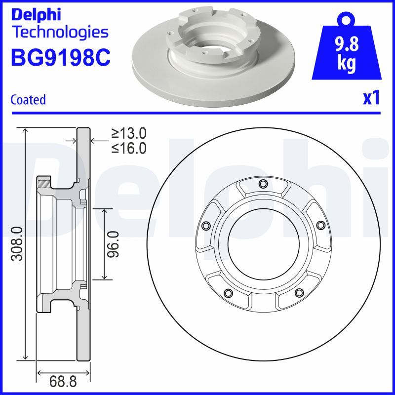 Гальмівний диск, Delphi BG9198C