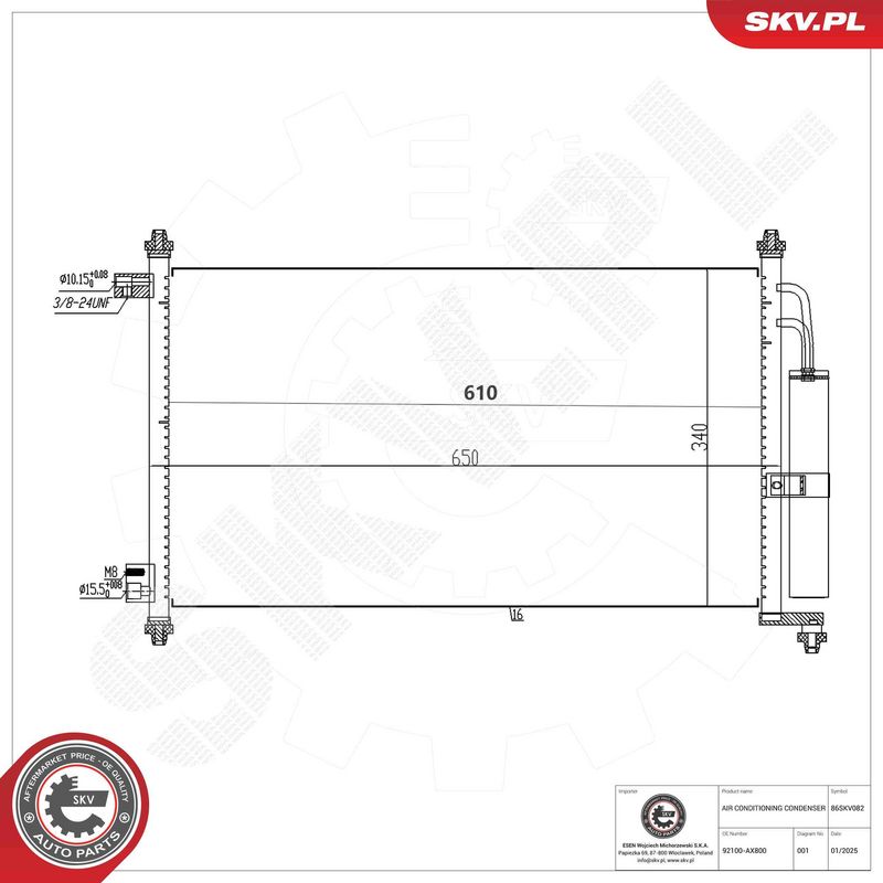 ESEN SKV 86SKV082 Condenser, air conditioning