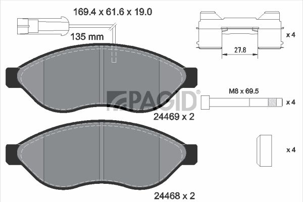 Sada brzdových destiček, kotoučová brzda T2264N