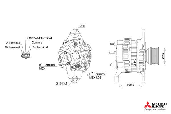 alternátor VOLVO, RVI, 28V/130A - řemenice 8 drážek A004TR6391