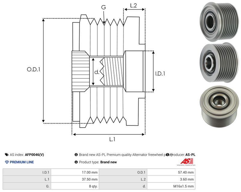AS-PL AFP0046(V) Alternator Freewheel Clutch