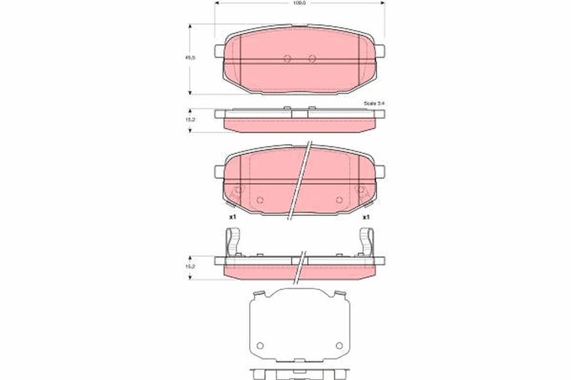 Комплект гальмівних накладок, дискове гальмо, Trw GDB3384