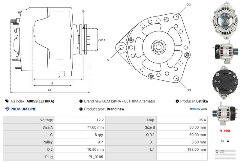 AS-PL A9053(LETRIKA) Alternator