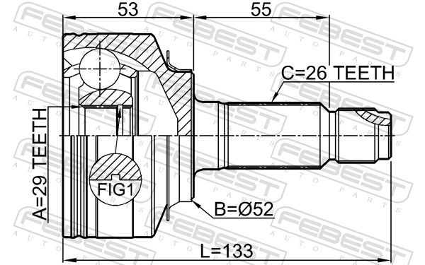 FEBEST 0310-GP5H Joint Kit, drive shaft