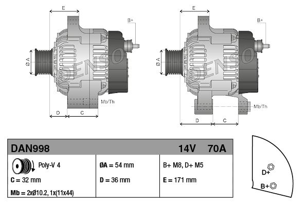 DENSO DAN998 Alternator