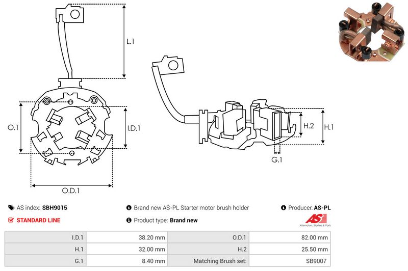 Kinnitus, süsinikuharjad, AS-PL SBH9015