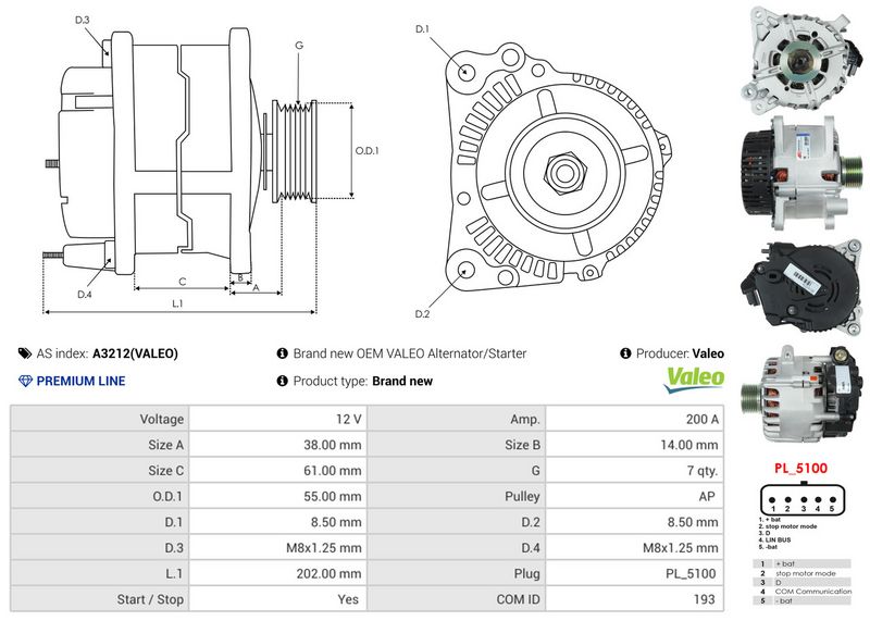 AS-PL A3212(VALEO) Alternator