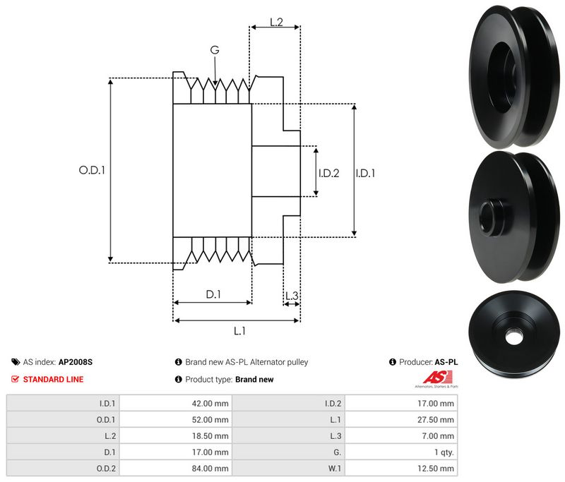 Rihmaratas, generaator, AS-PL AP2008S