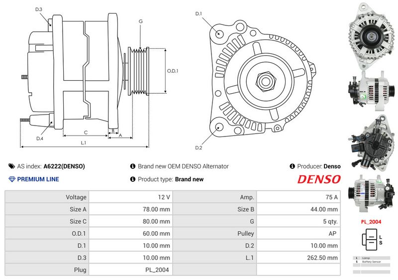 AS-PL A6222(DENSO) Alternator