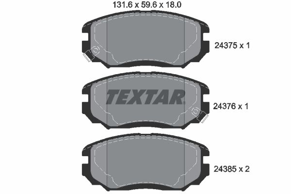 Комплект гальмівних накладок, дискове гальмо, Textar 2437501