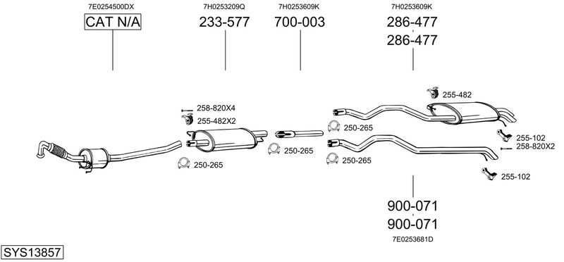 BOSAL kipufogórendszer SYS13857