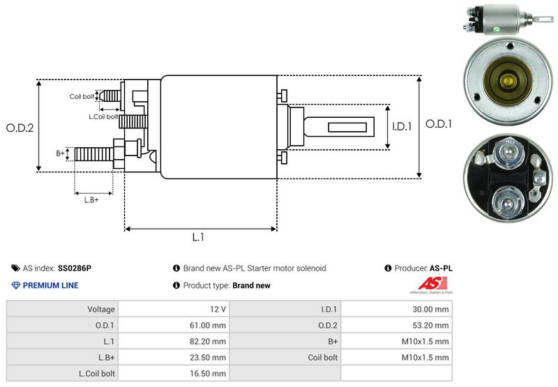 AS-PL SS0286P Solenoid Switch, starter