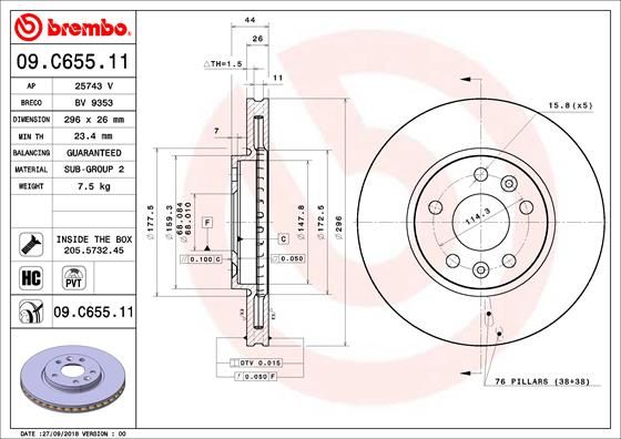 BREMBO Remschijf 09.C655.11