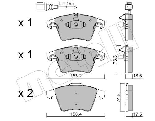 METELLI 22-0552-1 Комплект гальмівних накладок, дискове гальмо