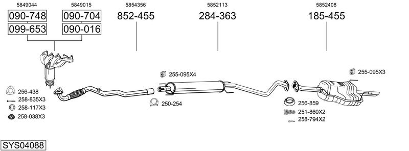 BOSAL kipufogórendszer SYS04088