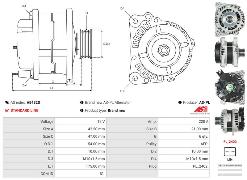 AS-PL A5432S Alternator