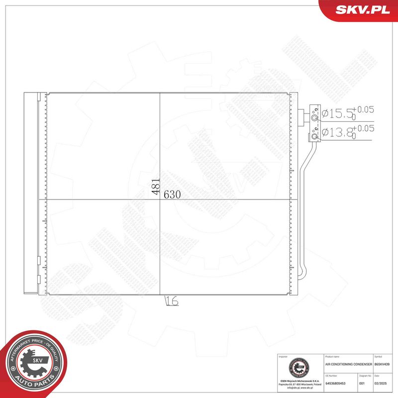 ESEN SKV 86SKV439 Condenser, air conditioning